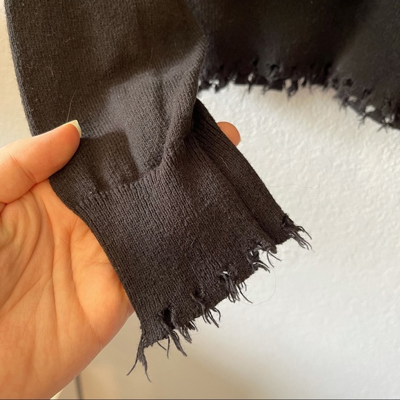 NATION LTD Black V Neck Distressed Sweater Small - Picture 6 of 9